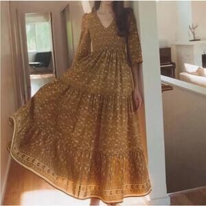 Christy Dawn Mustard Floral Maxi Dress